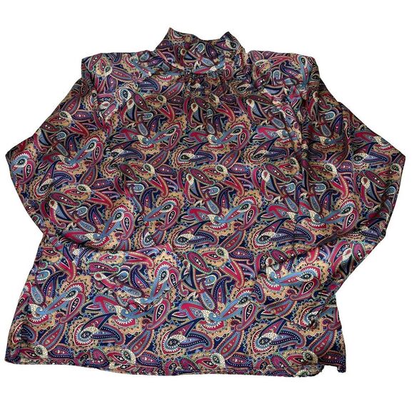 Prophecy Women's Paisley Print Long Sleeve Blouse Made in USA, VTG - Picture 1 of 11